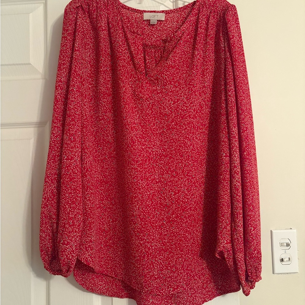 LOFT Red Patterned Blouse